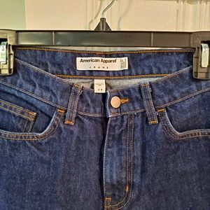 American Apparel Dark Wash Indigo High Waist Straight Leg Jeans Mom Jean Size 28